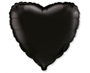 Balon foliowy 18 cali - Serce (czarne) pakowany