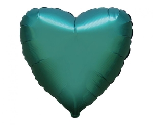 Balon foliowy 18 cali - Serce (satynowy c. zielony) pakowany
