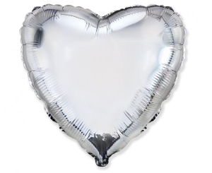 Balon foliowy 18 cali - Serce (srebrne) pakowany