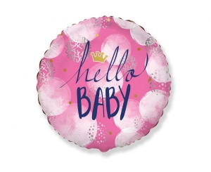 Balon foliowy 18 cali - Hello Baby Girl pakowany