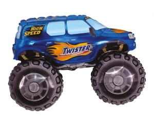 Balon foliowy 24 cale - "Samochód TWISTER" (niebieski) pakowany