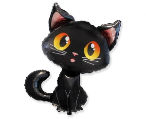 Balon foliowy 24 cale - Czarny kot pakowany