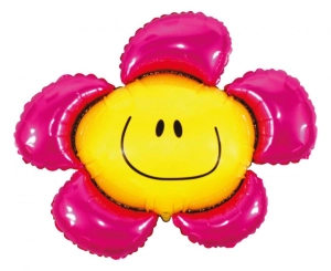 Balon foliowy 24 cale - Kwiatek (różowy) pakowany