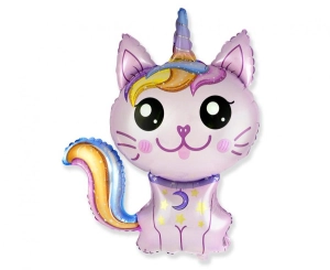 Balon foliowy 24 cale - Magiczny kot (różowy) pakowany