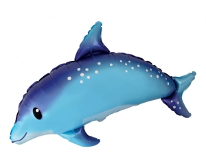 Balon foliowy 24 cale - Słodki Delfin niebieski pakowany