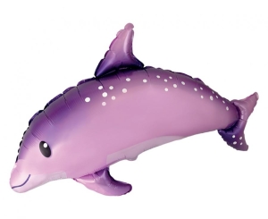 Balon foliowy 24 cale - Słodki Delfin różowy pakowany