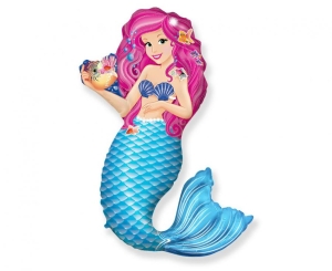 Balon foliowy 24 cale - Syrenka z muszlą pakowany