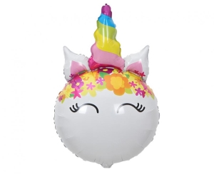 Balon foliowy Jednorożec z kwiatami 64x41cm