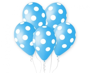 Balony 12" pastel niebieskie groszki 50 szt