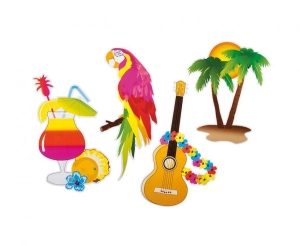 Dekoracja na ścianę Hawajskie Party 4 szt 73 cm