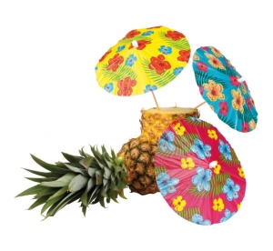 Parasolki do drinków koktajlowe hawajskie - Hibiscus 6 szt 20 cm