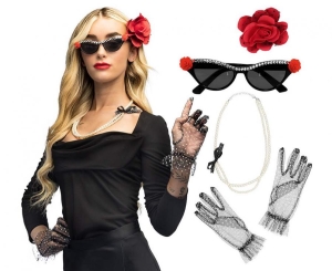 Zestaw Vintage (ozdoba na włosy okulary party naszyjnik rękawiczki 2 szt)