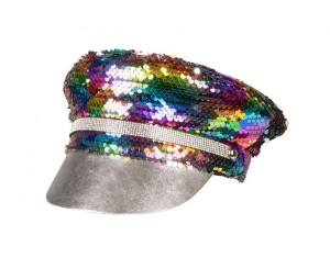 Czapka Rainbow tęczowa/ srebrna