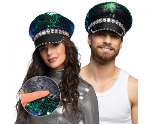 Czapka Sandy czarno/ niebieska