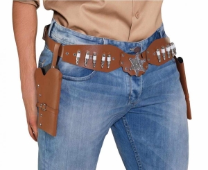 Podwójna kabura kowbojska Sheriff 2 brązowa (125 cm)