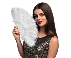 Wachlarz Flapper biały 23 cm