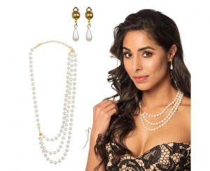 Zestaw biżuterii z perłami (kolczyki naszyjnik)