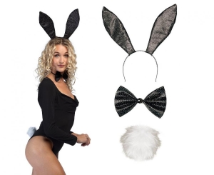 Zestaw Bunny black (diadem muszka ogon)