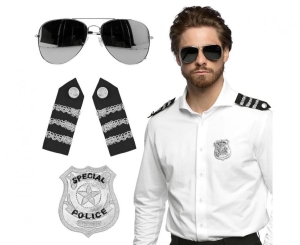 Zestaw dla dorosłych Policjant (okulary odznaka pagony)