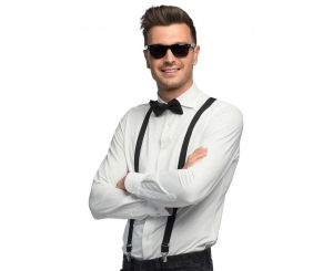 Zestaw imprezowy dla mężczyzny (okulary muszka szelki) czarny