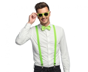 Zestaw imprezowy dla mężczyzny (okulary muszka szelki) zielony