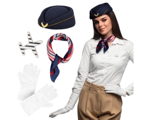 Zestaw Stewardesa (czapka rękawiczki szalik odznaka)