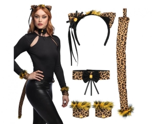 Zestaw Uroczy Gepard (opaska choker 2 bransoletki ogon)