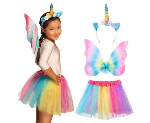 Zestaw Wróżka Jednorożec (tiara skrzydła spódniczka tutu)