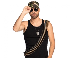 Zestaw Żołnierza (czapka okulary naszyjnik pas z nabojami)