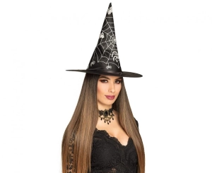 Kapelusz Czarownicy czarny z pajęczyną 1 szt