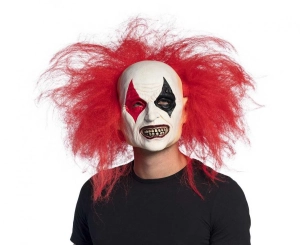 Maska lateksowa Klaun Ruddy z włosami