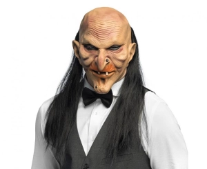 Maska lateksowa Przerażający Kamerdyner z włosami