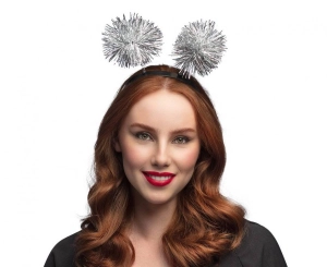 Opaska Tinsel srebrne pompony