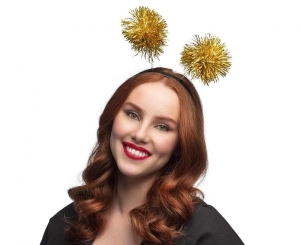 Opaska Tinsel złote pompony