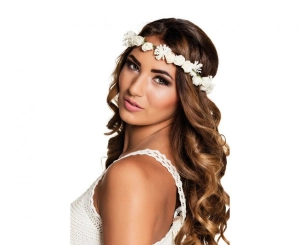 Opaska/wianek na głowę Ibiza białe kwiatki