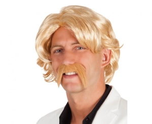 Peruka CHUCK z wąsem blond