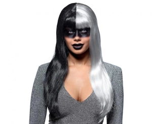 Peruka diablicy czarno-siwa