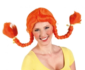 Peruka z warkoczami pomarańczowa