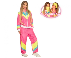 Dres damski neonowy różowy Retro rozm. L