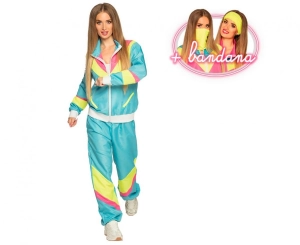 Dres damski neonowy turkusowy Retro rozm. L