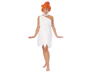 Strój dla dorosłych Wilma Flinstone (sukienka naszyjnik opaska) rozm. uniw.