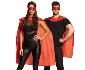 Strój bohatera (maska na oczy peleryna - 90 cm) czerwony