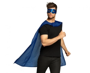 Strój bohatera (maska na oczy peleryna - 90 cm) niebieski