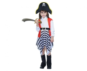 Strój dla dzieci Piratka (kapelusz koszula pasek spódnica) rozm. 130/140 cm