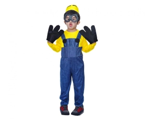 Strój dla dzieci Żółty Ludzik chłopiec (czapka kombinezon rękawiczki okulary) rozm. 110/120 cm