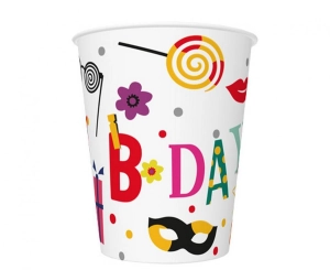 Kubeczki pap. Funny B-day 250 ml 8 szt