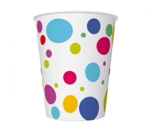 Kubeczki pap. Happy B'Day Dots 250 ml 8 szt