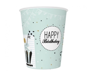 Kubeczki pap. Mint and Happy B-day 250 ml 8 szt
