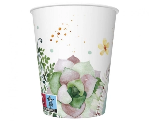 Kubeczki papierowe Akwarela Kwiaty Liście 250 ml 8 szt