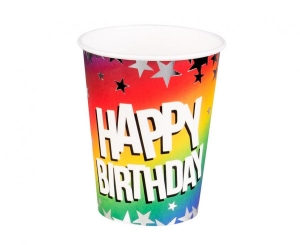 Kubeczki papierowe 'Happy Birthday' 250 ml 10 szt